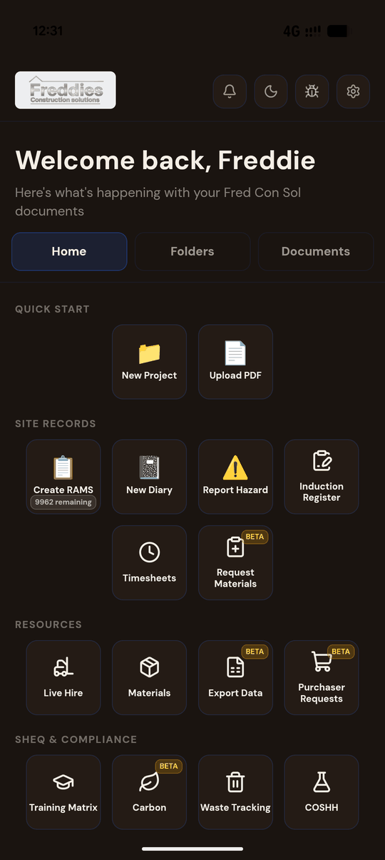 Home tab of the FredConSol Android app